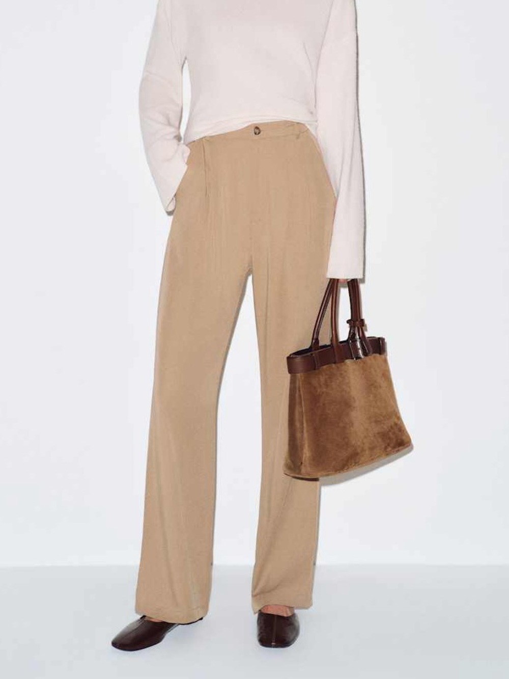 Reformation Mason Pant Trousers in Khaki High Rise Wide Leg Relaxed Size 6